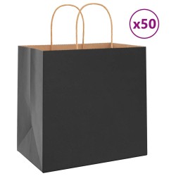 Sacs en papier 50 pcs avec poignées noir 26x17x25 cm 