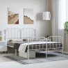 Cadre de lit métal sans matelas et pied de lit blanc 135x190 cm 