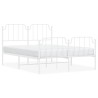 Cadre de lit métal sans matelas et pied de lit blanc 135x190 cm 