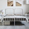 Cadre de lit métal sans matelas et pied de lit blanc 135x190 cm 
