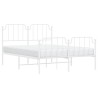 Cadre de lit métal sans matelas et pied de lit blanc 135x190 cm 