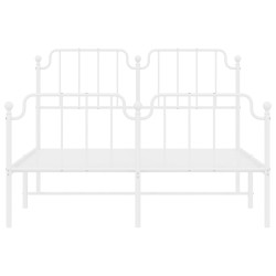 Cadre de lit métal sans matelas et pied de lit blanc 135x190 cm 