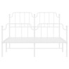 Cadre de lit métal sans matelas et pied de lit blanc 135x190 cm 