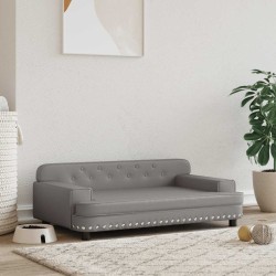 Lit pour chien gris 90x53x30 cm similicuir 