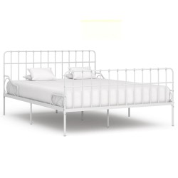 Cadre de lit sans matelas avec sommier à lattes métal 200x200cm 