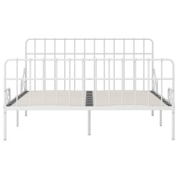 Cadre de lit sans matelas avec sommier à lattes métal 200x200cm 