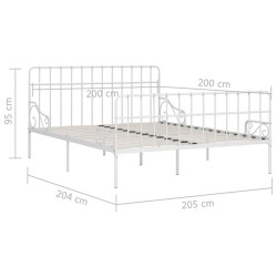 Cadre de lit sans matelas avec sommier à lattes métal 200x200cm 