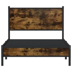 Cadre de lit en métal sans matelas chêne fumé 107x203 cm 
