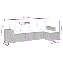 Salon de jardin avec coussins 5 pcs marron résine tressée 