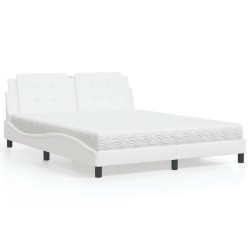 Lit avec matelas blanc 160x200 cm similicuir 