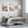 Cadre de lit métal sans matelas et pied de lit blanc 135x190 cm 