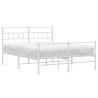 Cadre de lit métal sans matelas et pied de lit blanc 135x190 cm 
