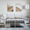 Cadre de lit métal sans matelas et pied de lit blanc 135x190 cm 