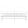 Cadre de lit métal sans matelas et pied de lit blanc 135x190 cm 