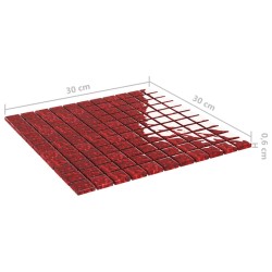 Carreaux mosaïque 11 pcs Rouge 30x30 cm Verre 