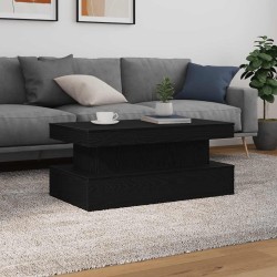 Table basse avec lumières LED chêne noir 90x50x40 cm 
