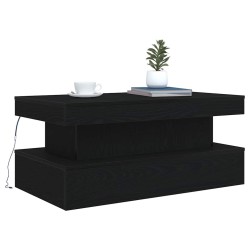 Table basse avec lumières LED chêne noir 90x50x40 cm 