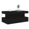 Table basse avec lumières LED chêne noir 90x50x40 cm 