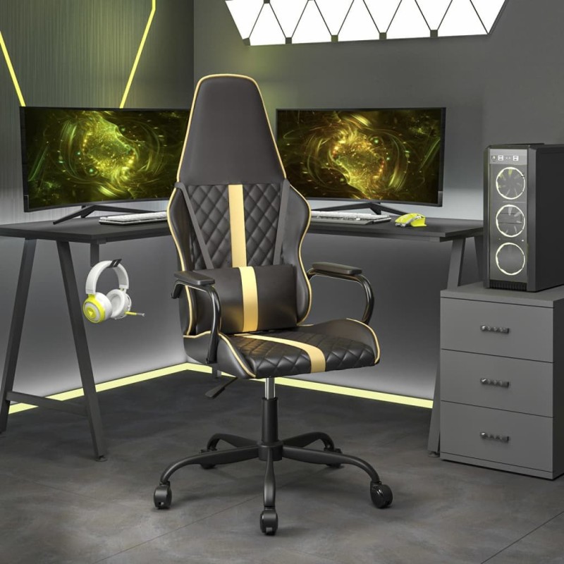 Chaise de jeu Noir et doré Similicuir 
