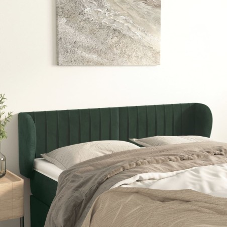 Tête de lit avec oreilles Vert foncé 147x23x78/88 cm Velours  