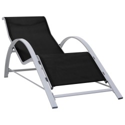 Chaise longue textilène et aluminium noir 