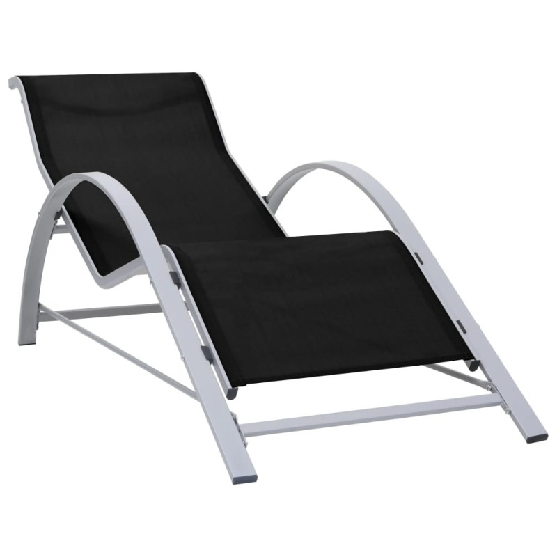 Chaise longue textilène et aluminium noir Chaise longue textilène et aluminium noir