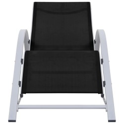 Chaise longue textilène et aluminium noir 