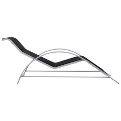 Chaise longue textilène et aluminium noir 