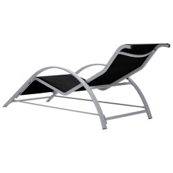 Chaise longue textilène et aluminium noir 