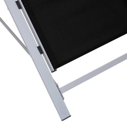 Chaise longue textilène et aluminium noir 
