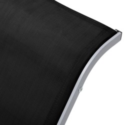 Chaise longue textilène et aluminium noir 