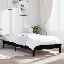 Cadre de lit sans matelas noir 100x200 cm bois massif 