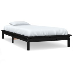 Cadre de lit sans matelas noir 100x200 cm bois massif 
