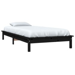 Cadre de lit sans matelas noir 100x200 cm bois massif 