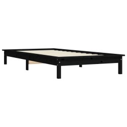 Cadre de lit sans matelas noir 100x200 cm bois massif 