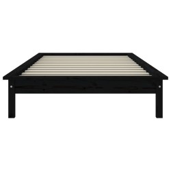 Cadre de lit sans matelas noir 100x200 cm bois massif 