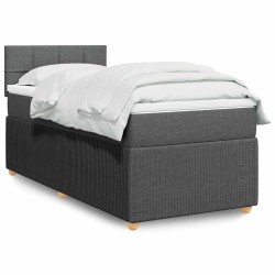 Sommier à lattes de lit avec matelas Gris foncé 80x200 cm Tissu 