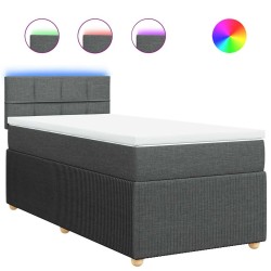 Sommier à lattes de lit avec matelas Gris foncé 80x200 cm Tissu 