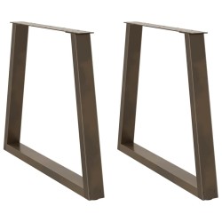 Pieds de table à manger en forme de V, 2 pièces, acier naturel, 70 x (72-73,3) cm 