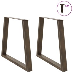 Pieds de table à manger en forme de V, 2 pièces, acier naturel, 70 x (72-73,3) cm 