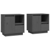 Tables de chevet 2 pcs Gris 50x34x50 cm Bois de pin massif 