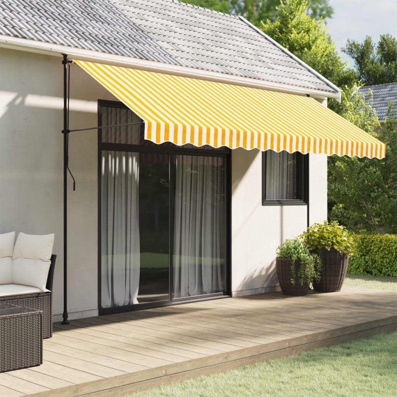 Tissu de remplacement de cantonnière d’auvent jaune blanc 4 m 
