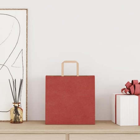 Sacs en papier 250 pcs avec poignées rouge 26x17x25 cm 