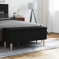 Banc de rangement noir 102x42x46 cm bois d'ingénierie 