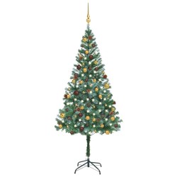 Arbre de Noël artificiel pré-éclairé/boules pommes de pin 180cm 