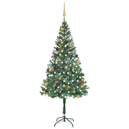 Arbre de Noël artificiel pré-éclairé/boules pommes de pin 180cm 