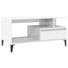 Table basse Blanc brillant 90x49x45 cm Bois d'ingénierie 
