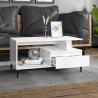 Table basse Blanc brillant 90x49x45 cm Bois d'ingénierie 