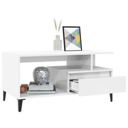 Table basse Blanc brillant 90x49x45 cm Bois d'ingénierie 