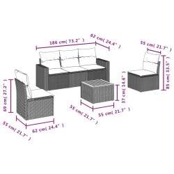 Salon de jardin avec coussins 6 pcs beige résine tressée 